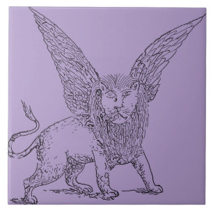 Geflügelter Löwe, Symbol des Heiligen Markus  Fliese