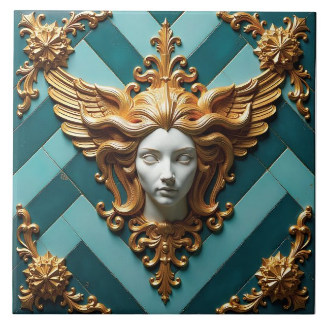 Geflügeltes Antlitz der Vesta Fliese (Vorderseite)