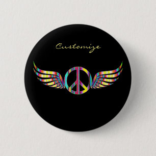 Geflügeltes Hippie-Friedenssymbol Thunder_Cove Button