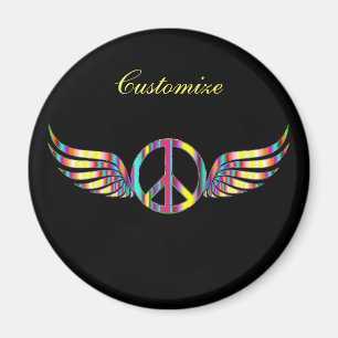 Geflügeltes Hippie-Friedenssymbol Thunder_Cove Magnet