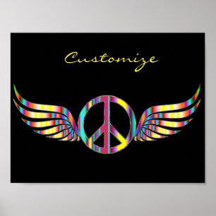 Geflügeltes Hippie-Friedenssymbol Thunder_Cove Poster