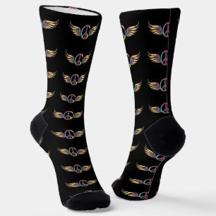 Geflügeltes Hippie-Friedenssymbol Thunder_Cove Socken
