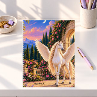 Geflügeltes Pferd in einer Fantasy-Welt Personalis Notizbuch