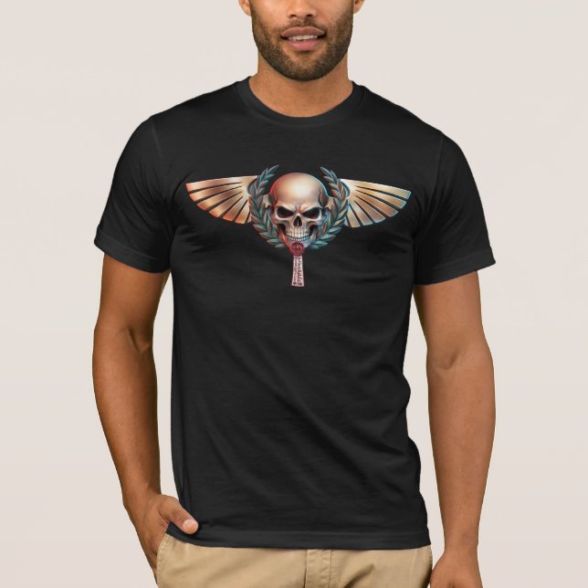 Geflügeltes Totenkopf-Emblem der Ehre T-Shirt (Vorderseite)