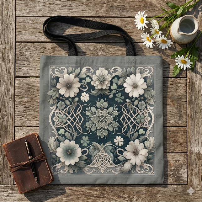 Geflüstertes Klee-Knotenmuster-Garten (Whispered Clover Knotwork Garden Tote Bag)