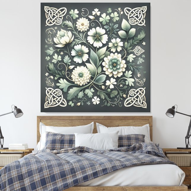 Geflüstertes Kleeblatt-Knotenwerk-Garten Leinwanddruck (Insitu (Schlafzimmer))