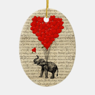 Geformte Ballone des Elefanten und des Herzens Keramik Ornament
