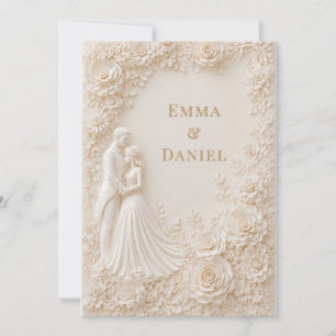 🤍 Geformtes florales Hochzeitspaar-Einladungsthem Einladung