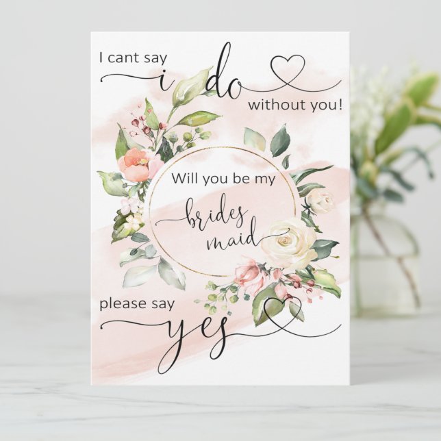 Gefragt Brautparty Bridesmaid-Vorschlagskarte (Stehend Vorderseite)