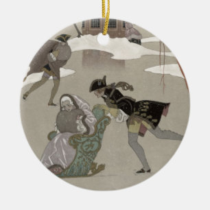 Gefrieren Sie Skaten auf dem gefrorenen See, Keramik Ornament