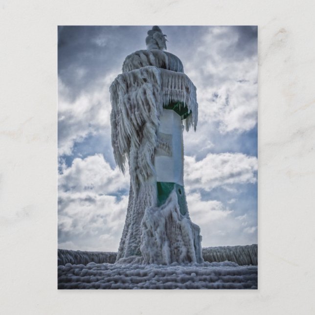GefrierLeuchtturm an der Ostsee Postkarte (Vorderseite)