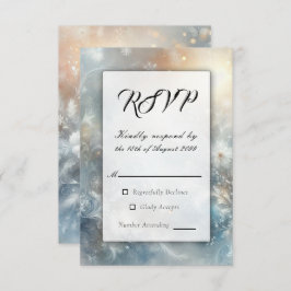 Gefrorene Petalen in einer Golden Winter Mist Hoch RSVP Karte