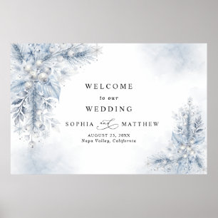 Gefrorene weiße Beeren Winterhochzeit Poster