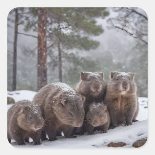 Gefrorener Bau: Australische Wombat-Familie, Quadratischer Aufkleber