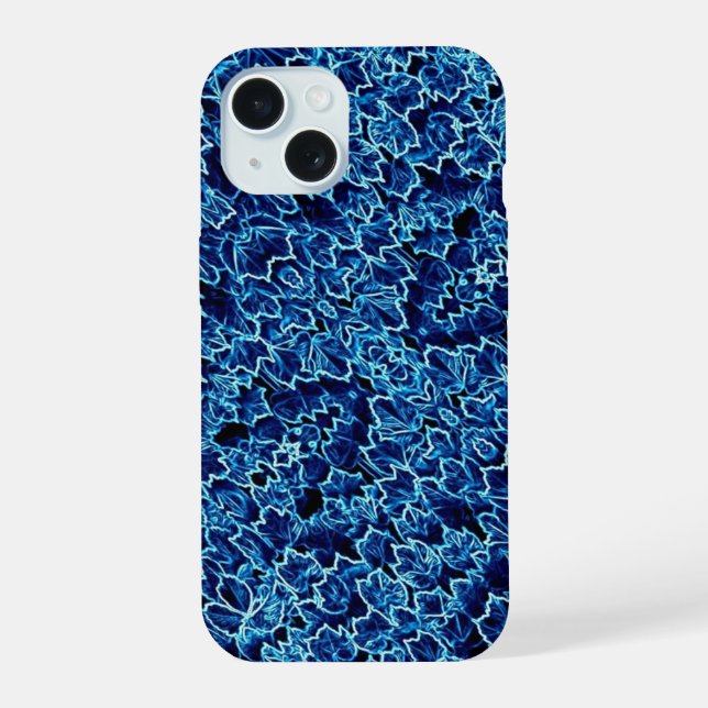 Gefrorener Efeu Blau iPhone 15 Hülle (Rückseite)