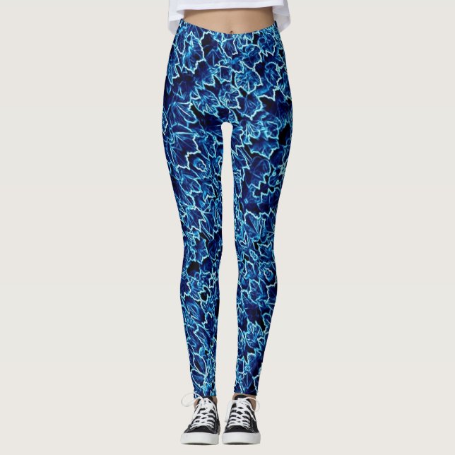 Gefrorener Efeu Blau Leggings (Vorderseite)