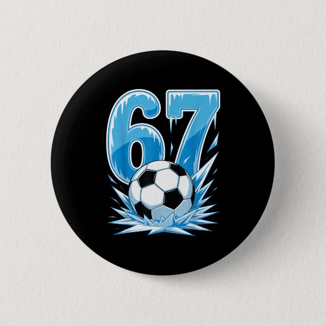 Gefrorener Fußball 67 Eissport Nummer Winterstil _ Button (Vorderseite)