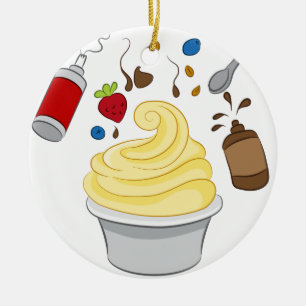 Gefrorener Jogurt mit Spitzen Keramik Ornament