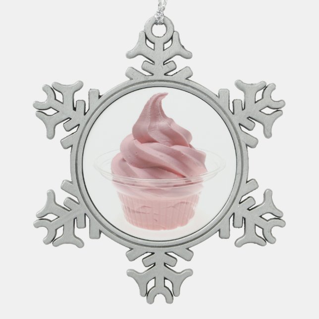 Gefrorener Jogurt Schneeflocken Zinn-Ornament (Vorderseite)