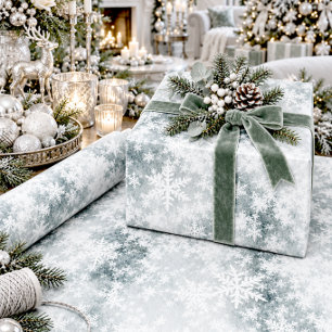 Gefrorener See Eis & frisch gefallene Schneeflocke Geschenkpapier
