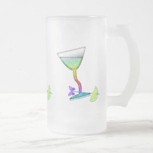GEFRORENER STEIN - SCHMETTERLINGSMARTINI MATTGLAS BIERGLAS