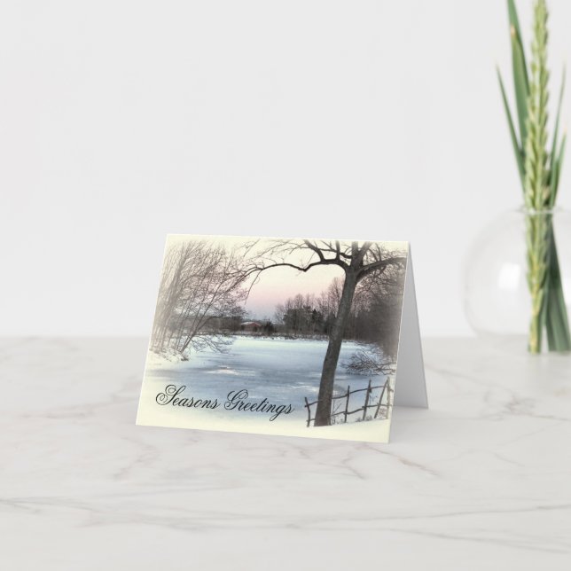 Gefrorener Teich Feiertagskarte (Vorderseite)