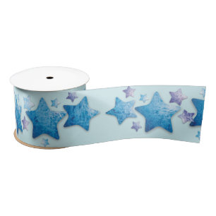 gefrorenes blaues und lila Sternenband Satinband