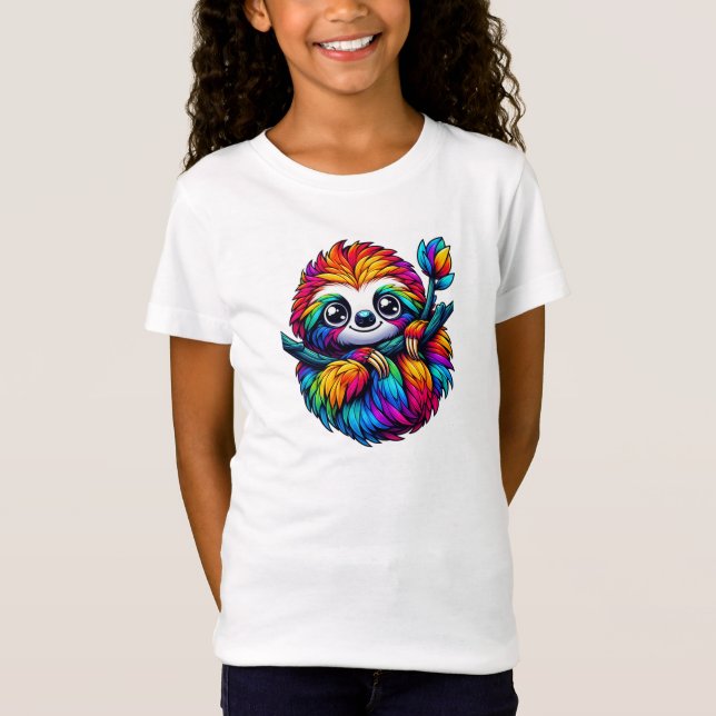 Gefrorenes Faultier in Rainbow Vibes T-Shirt (Vorderseite)