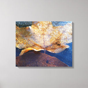 Gefrorenes gelbes Ahornblatt Herbst Natur Leinwanddruck