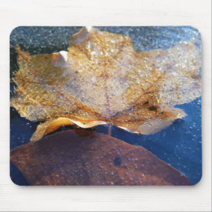 Gefrorenes gelbes Ahornblatt Herbst Natur Mousepad