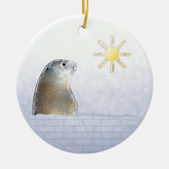 Gefrorenes Groundhog Keramik Ornament (Vorne)