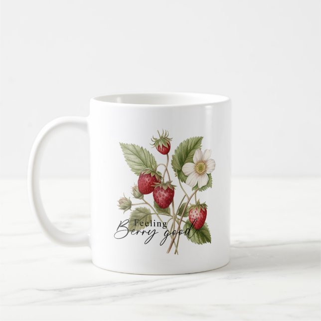 Gefühl Berry Good Floral Red Strawbergram Monogram Kaffeetasse (Links)