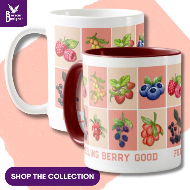 GEFÜHL BERRY GOOD Individuelle Name Strawberry Tasse (Listing is for ONE MUG ONLY, showing variety of berries in the Feeling Berry Good aesthetic)