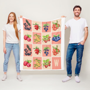 GEFÜHL BERRY GUOD Erdbeere Berries MONOGRAM Fleecedecke