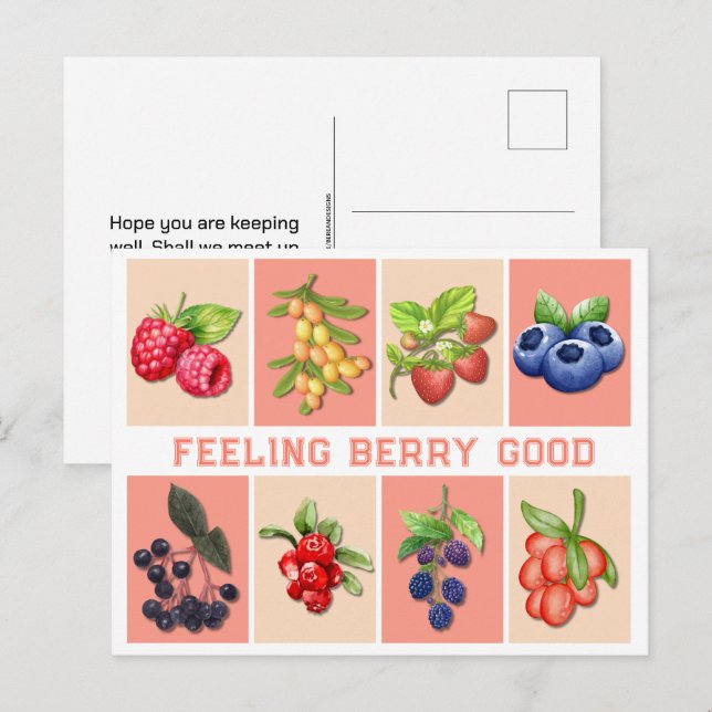GEFÜHL BERRY GUTE, individuell anpassbare Erdbeere Postkarte (Vorne/Hinten)