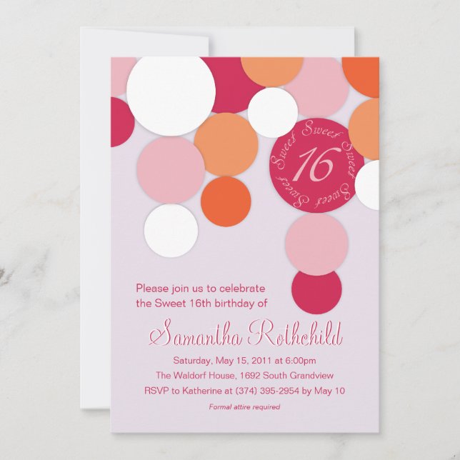 Gefühl Bright Sweet 16 Einladungen (Vorderseite)