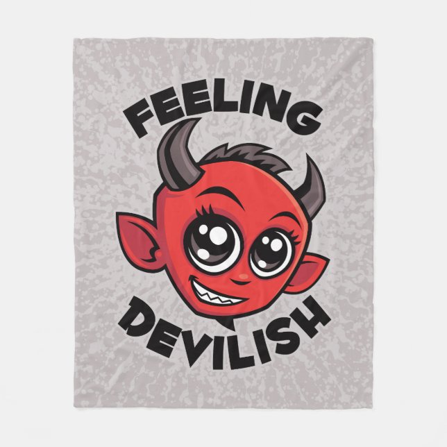 Gefühl Devilish Niedlich lächelnd Teufel Fleecedecke (Vorderseite)
