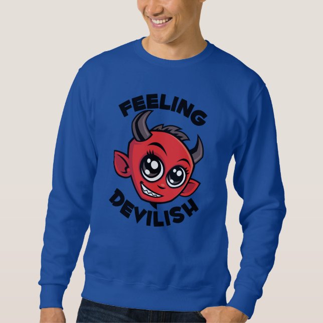 Gefühl Devilish Niedlich lächelnd Teufel Sweatshirt (Vorderseite)