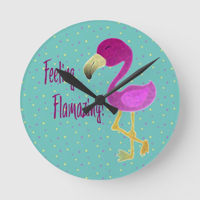 Gefühl Flverblüffend Flamingo Runde Wanduhr (Vorderseite)