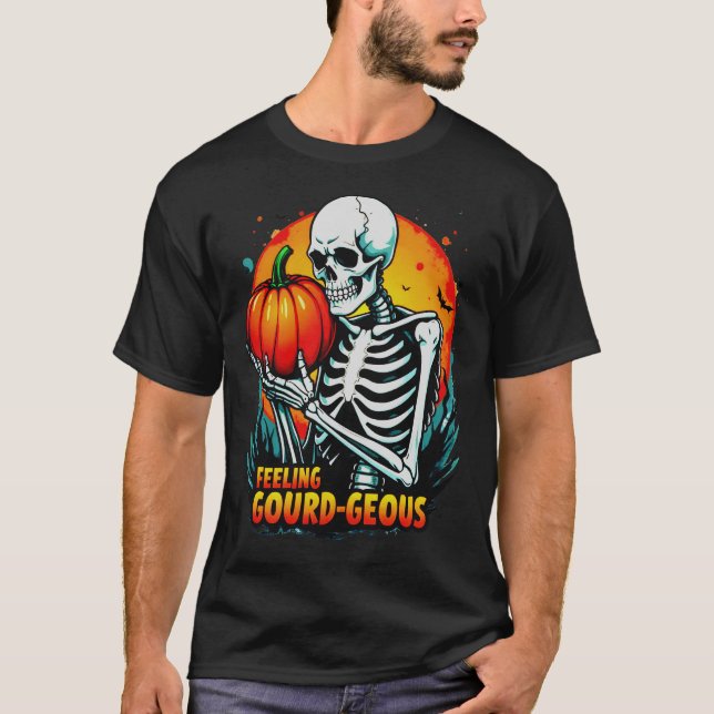 'Gefühl Gourd-geous' Skeleton Hand Halloween T-Shi T-Shirt (Vorderseite)