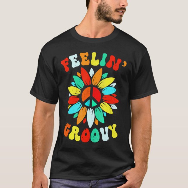 Gefühl Groovy Blume 60er 70er Hippie Funny T-Shirt (Vorderseite)
