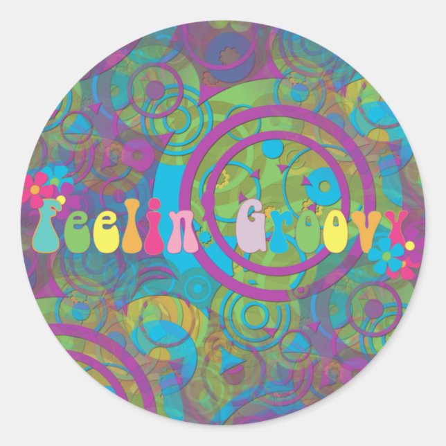 Gefühl Groovy Runder Aufkleber (Vorderseite)