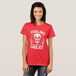 Gefühl Großer Schädel und Knochen mit einem positi T-Shirt