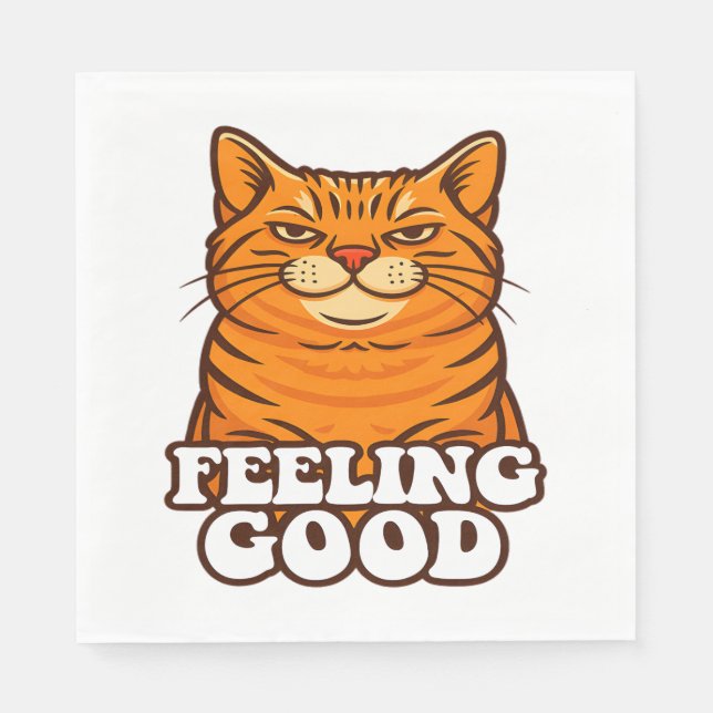 Gefühl Gute Coole Katze Serviette (Vorderseite)