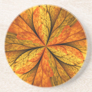 Gefühl Herbst, Modernes Abstraktes Fraktal Blume Getränkeuntersetzer