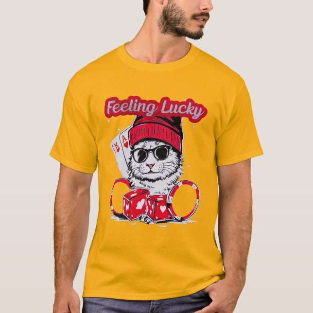 Gefühl Lucky - Cool Cat Casino Vibes T-Shirt (Vorderseite)