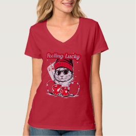 Gefühl Lucky - Cool Cat Casino Vibes T-Shirt
