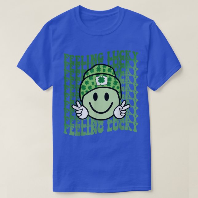 Gefühl Lucky Smile Face Kleeblatt St Patrick's Luc T-Shirt (Design vorne)