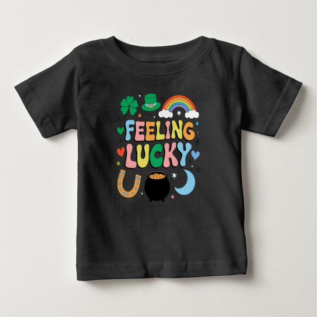Gefühl Lucky St Patricks Day Charm Irish Kleeblatt Baby T-shirt (Vorderseite)