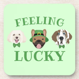 Gefühl Lucky St Patricks Day Dog Faces Getränkeuntersetzer